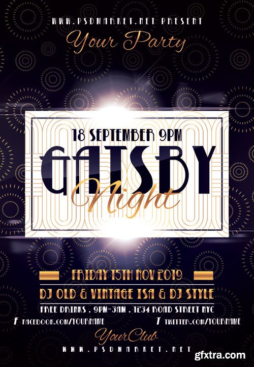 Gatsby night - Premium flyer psd template