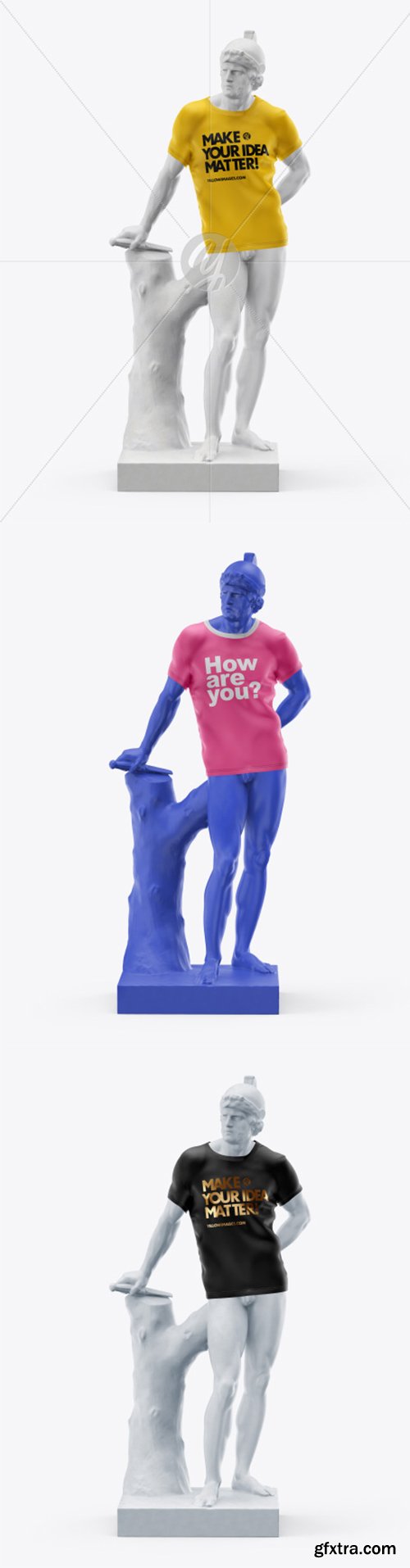 Man’s Statue Wearing a T-Shirt Mockup 37034