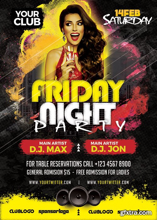 Friday Night Party  -  Flyer Template PSD