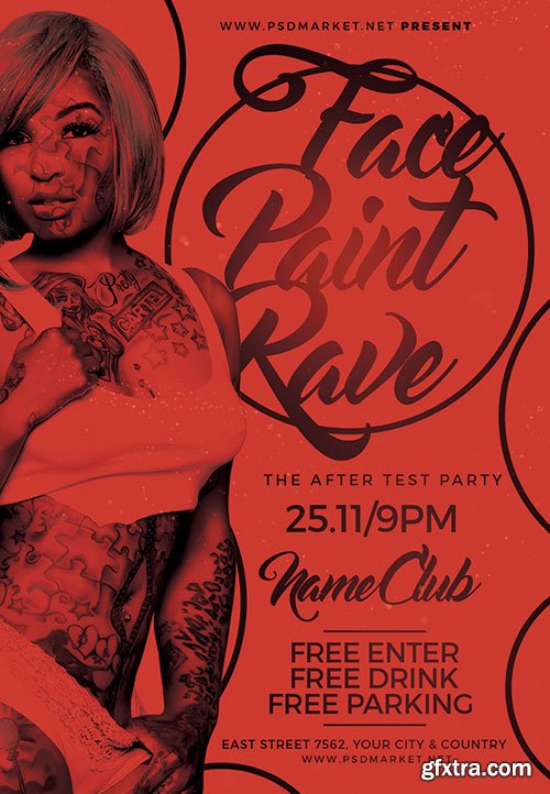 Face paint rave - Premium flyer psd template