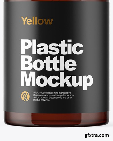 Amber Plastic Bottle with Pump Mockup 46221