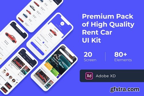 Rent Car Mobile UI KIT for Photoshop Sketch and XD