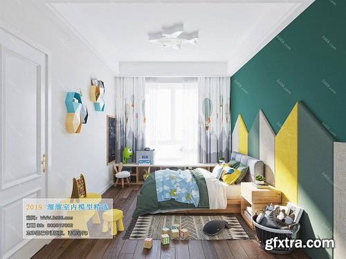 Modern Style Children Bedroom Interior Scene 02 (2019)