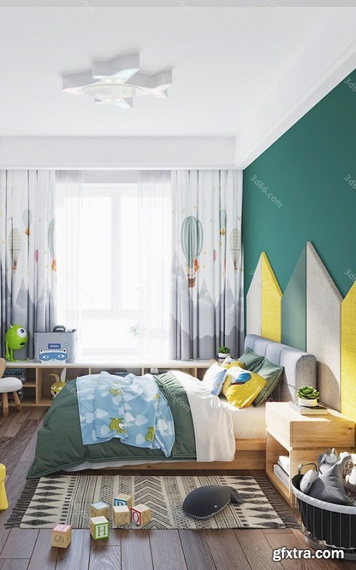 Modern Style Children Bedroom Interior Scene 02 (2019)