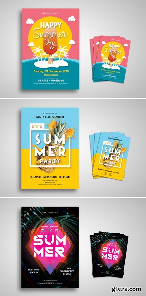 Summer Festival Flyer Promo Template Bundle