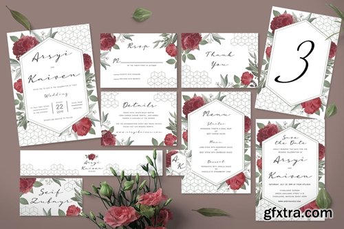 Rose Geometric Wedding Invitation