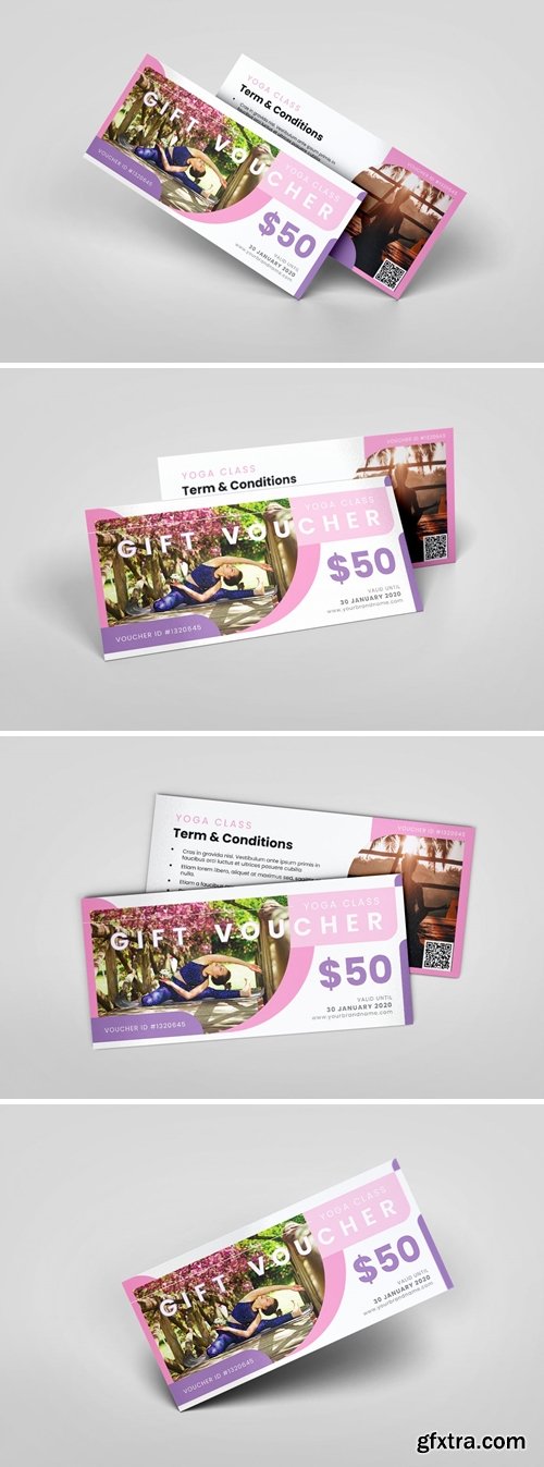 Yoga Class AI and PSD Gift Voucher Template