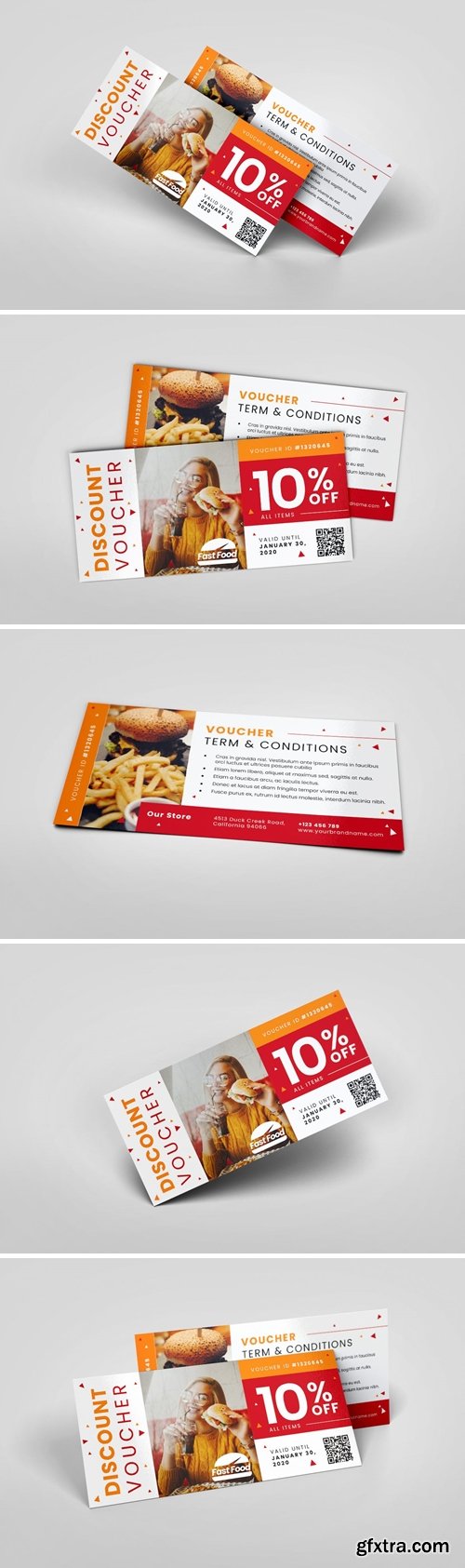 Fastfood Restaurant AI and PSD Gift Voucher