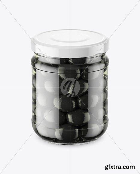 Clear Glass Jar with Black Olives Mockup 46545