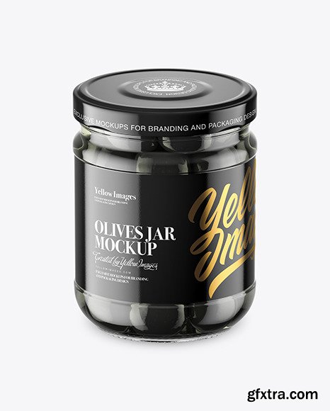 Clear Glass Jar with Black Olives Mockup 46545