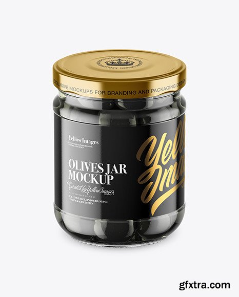 Clear Glass Jar with Black Olives Mockup 46545