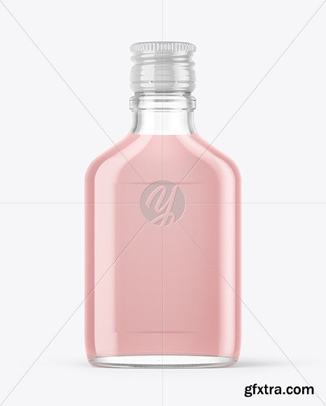 Clear Glass Bottle with Liquor Mockup 46607