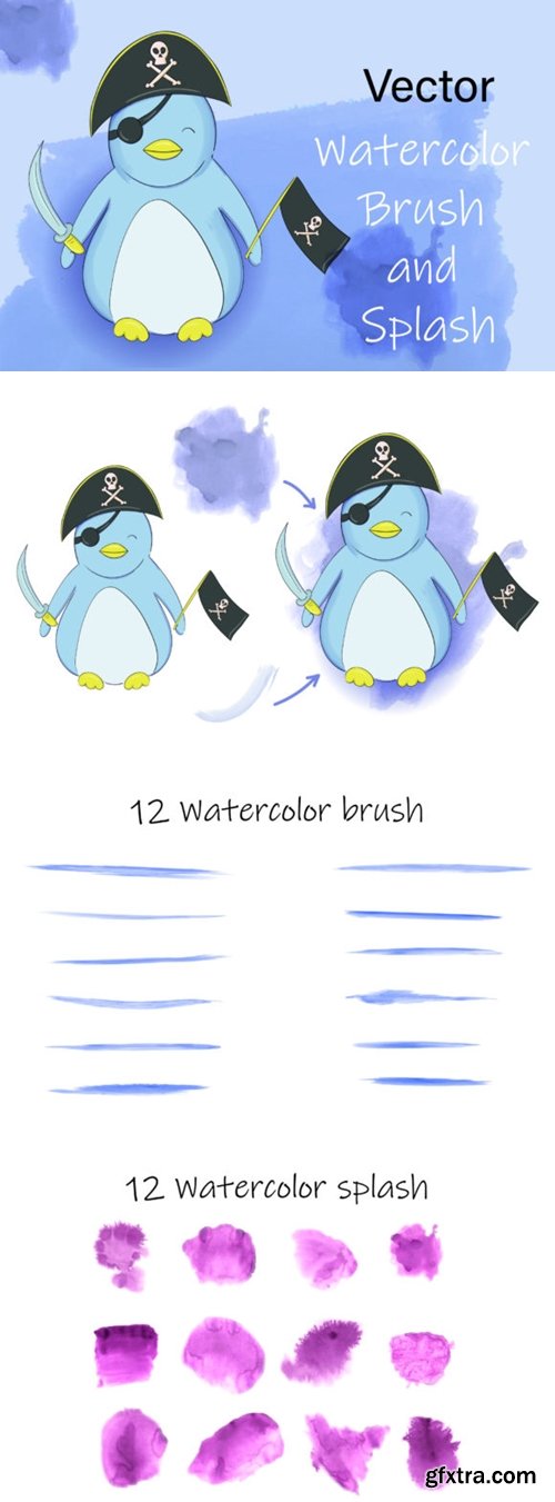 Vector Watercolor Brush and Splash 1615970