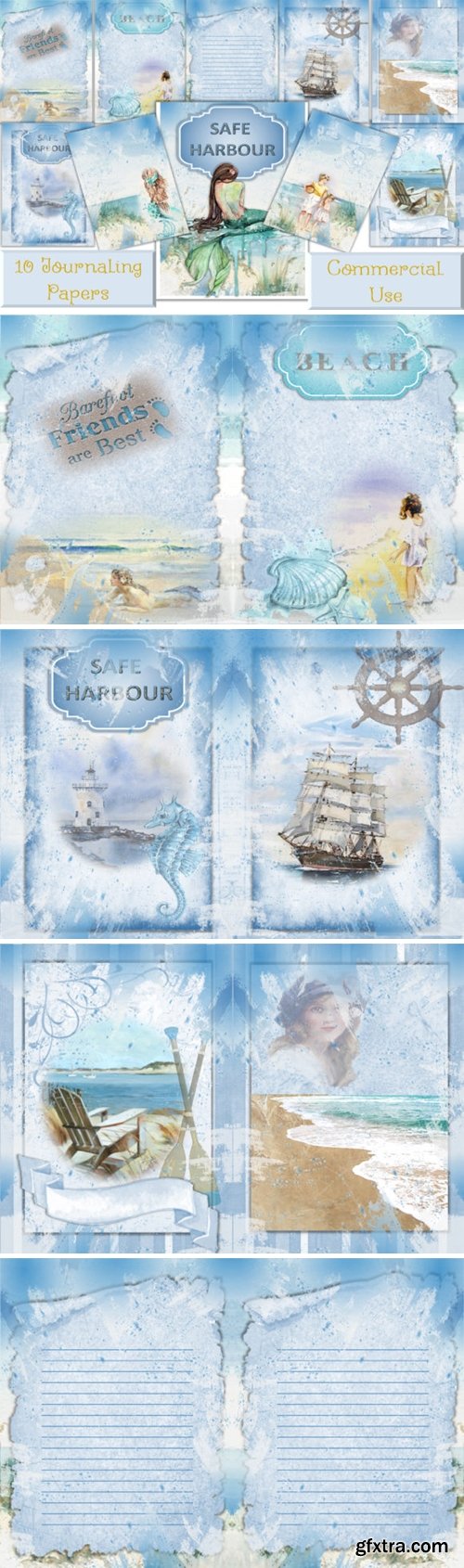 Nautical Mermaids Background and Clipart 1629696