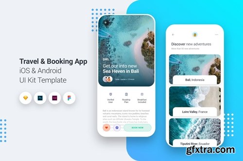 Travel & Booking App iOS & Android UI Kit Template