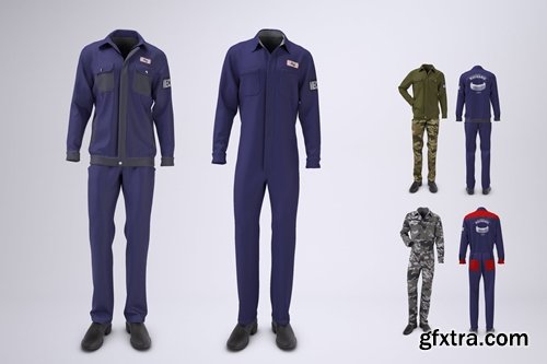 Mechanic Uniform with Jacket and Coveralls Mock-up