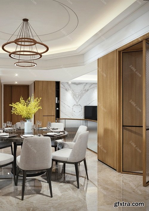 Dining Room & Kitchen Interior Scene 12 (2019)