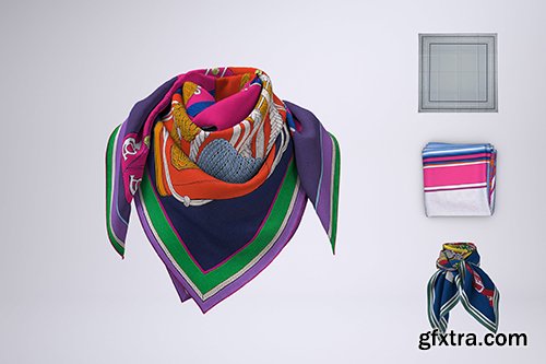 Square Silk Scarf or Bandana Mock-Up