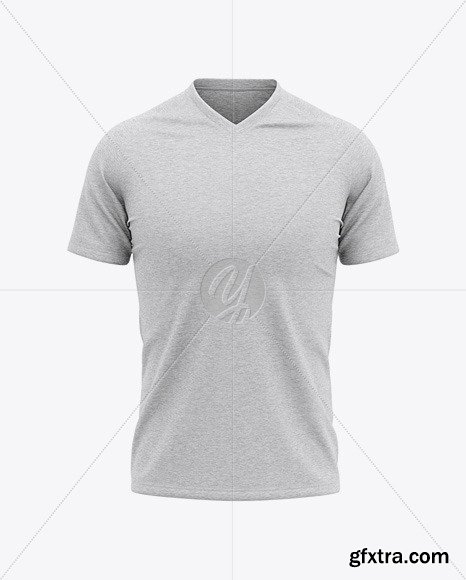 Men’s Heather V-Neck T-Shirt Mockup 46436