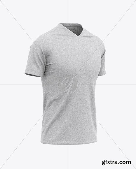 Men’s Heather V-Neck T-Shirt Mockup 46538