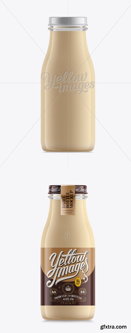 Glass Bottle W/ Mocha Chilled Coffee Drink Mockup 11785