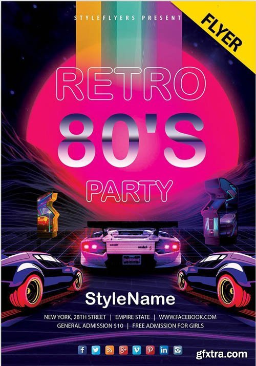 80’s Retro Party V24_07  2019 Flyer PSD