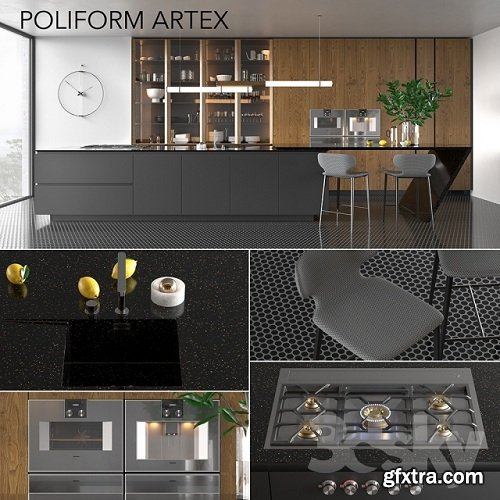 Kitchen Poliform Varenna Artex (vray GGX, corona PBR)