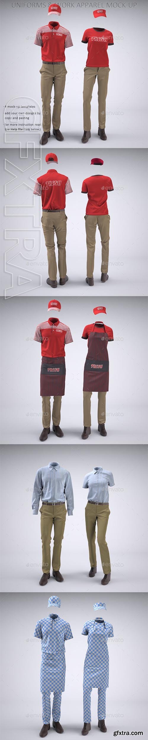 GraphicRiver - Food Service Uniforms and Retail Uniforms Mock-Up 22094416