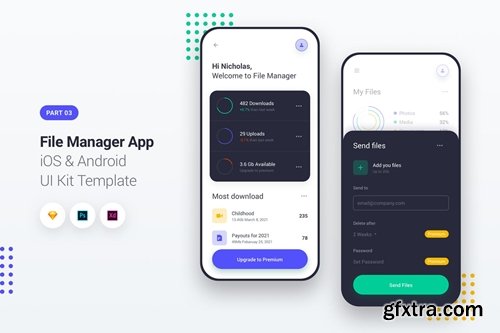 File Manager App iOS & Android UI Kit Template 3