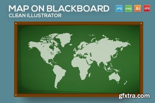 Map on blackboard background