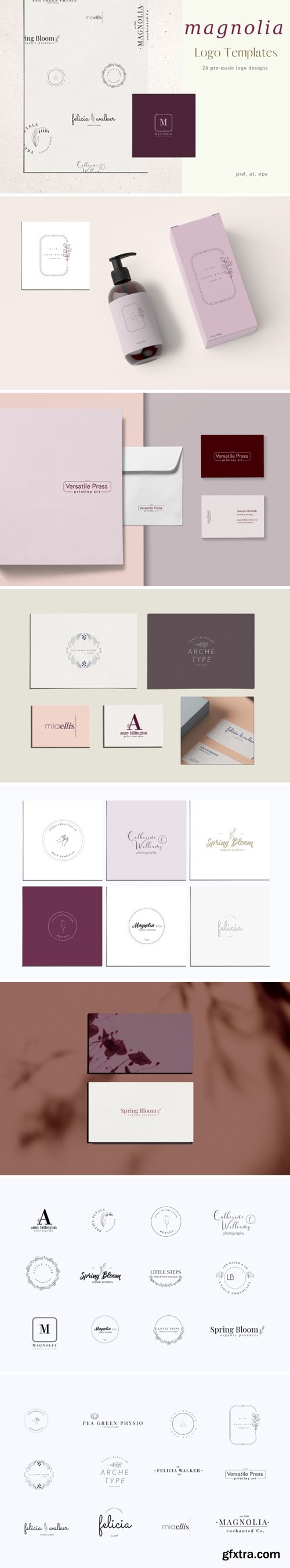 Magnolia, Pre-made logo Set of 24 logos