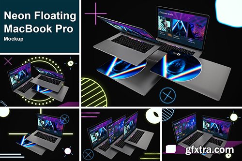 Neon Floating MacBook Pro