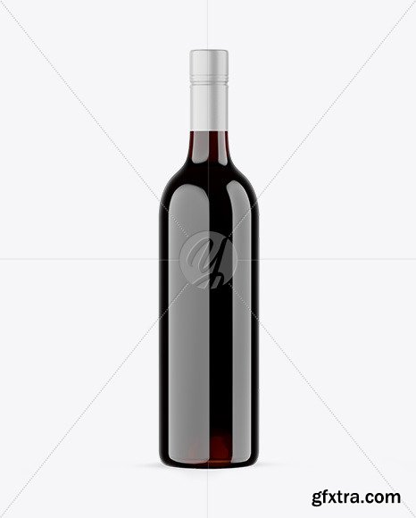 Clear Glass Red Wine Bottle Mockup 46037