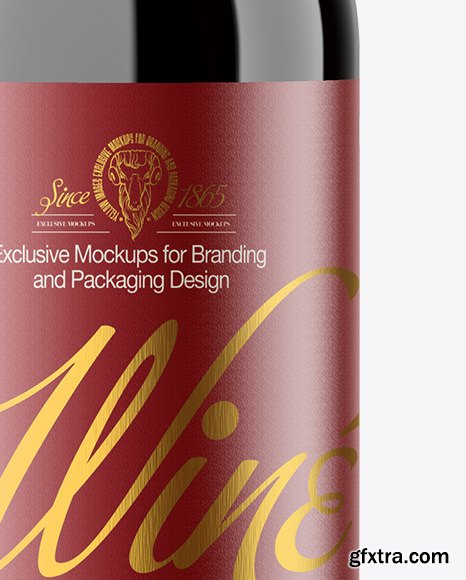 Clear Glass Red Wine Bottle Mockup 46037