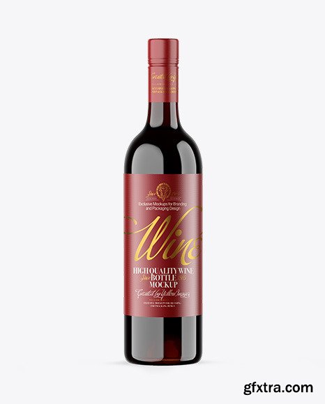 Clear Glass Red Wine Bottle Mockup 46037