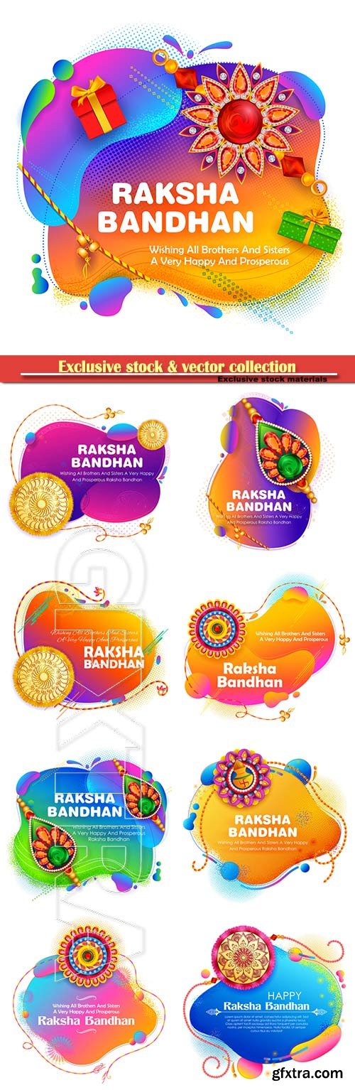 Greeting card and template banner for sales promotion advertisement with decorative Rakhi for Raksha Bandhan, Indian festival