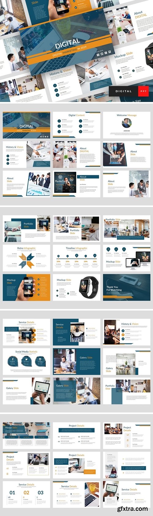 Digital - Digital Marketing Powerpoint, Keynote and Google Slides Templates