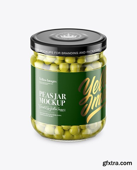 Clear Glass Jar with Green Peas Mockup 46561