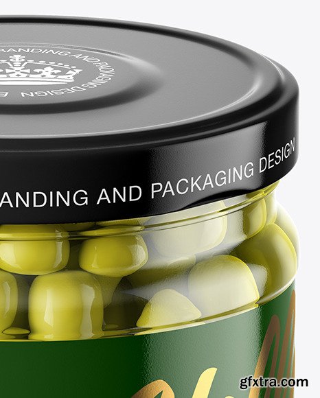 Clear Glass Jar with Green Peas Mockup 46561