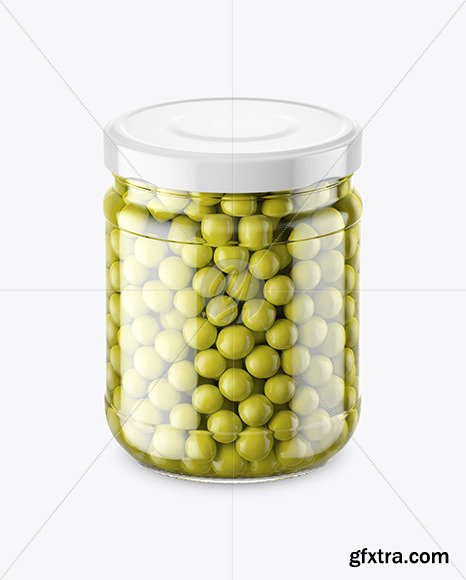 Clear Glass Jar with Green Peas Mockup 46561