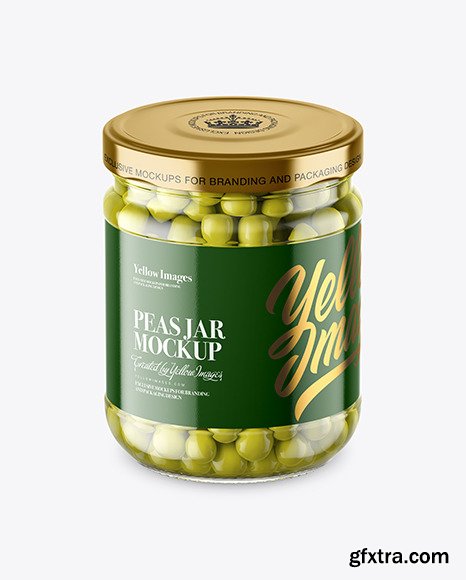 Clear Glass Jar with Green Peas Mockup 46561