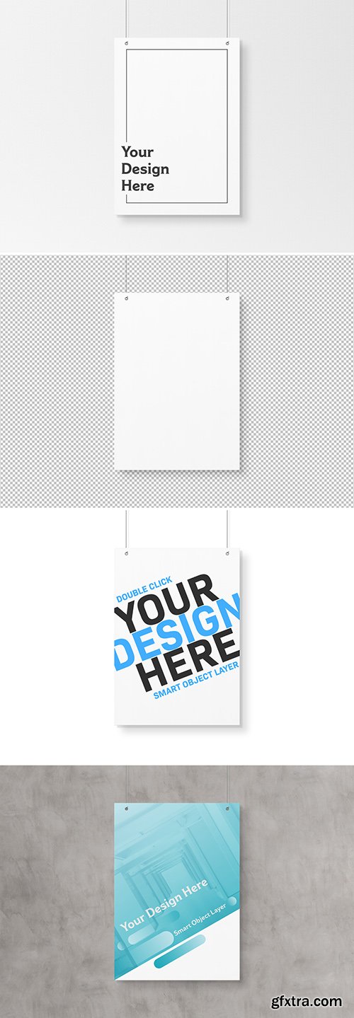 Isolated A4 Hanging Poster Mockup 247832155