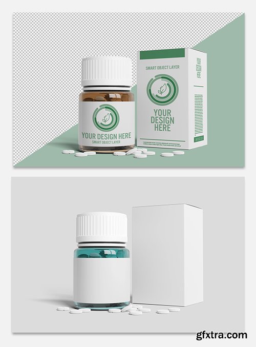 Pill Bottle and Box Packaging Mockup 247665000