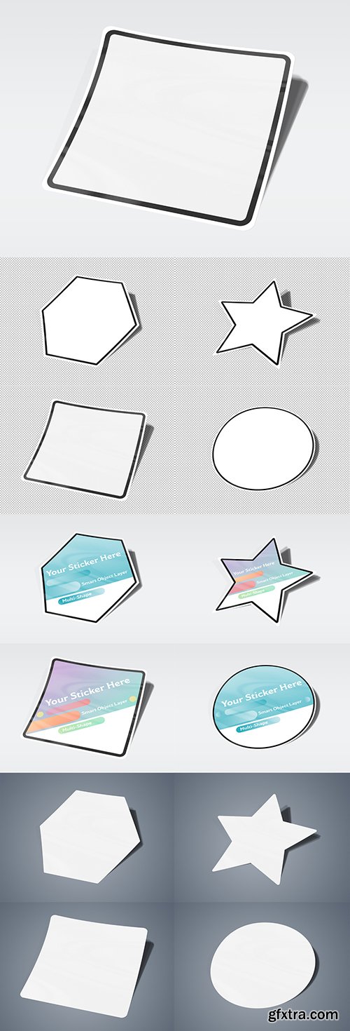 Isolated Multi-Shaped Sticker Mockup 249391501