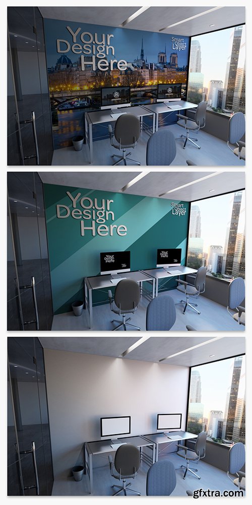 Office Wall and Desktop Computers Mockup 249198413