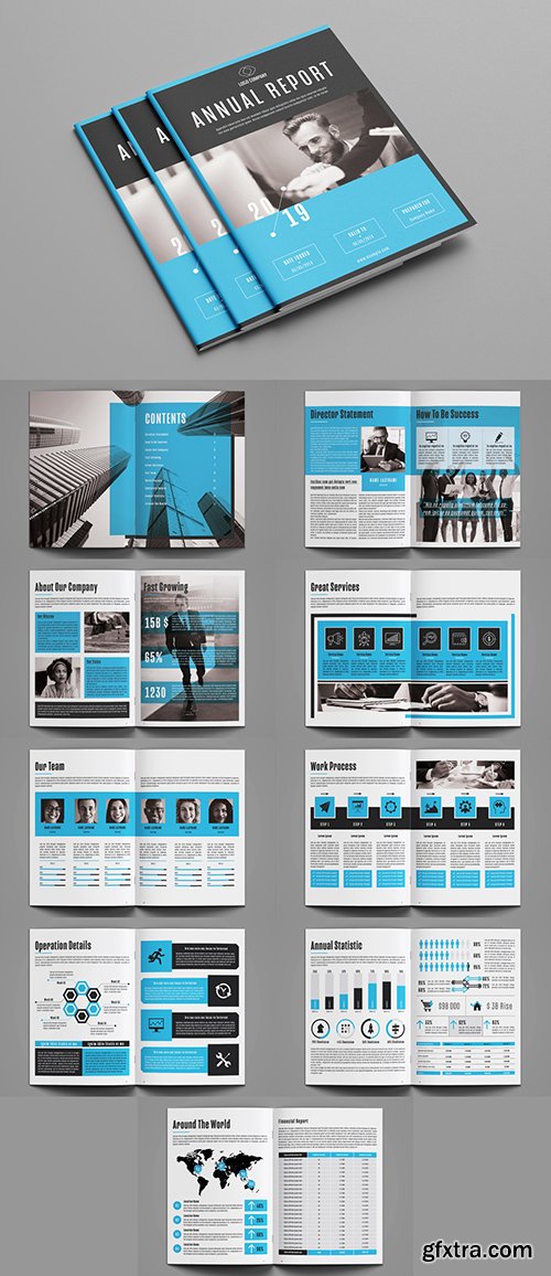 Annual Report Layout with Blue Accents 248958157