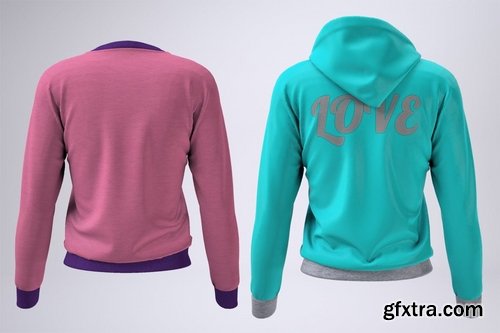 Woman\'s Hoodie and Sweatshirt Mock-Up