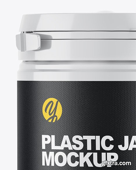 Glossy Plastic Jar w/ Glossy Box Mockup 46713