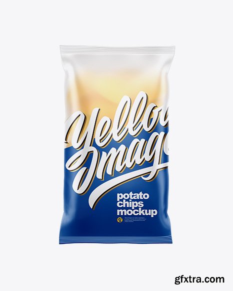 Download Frosted Plastic Bag With Potato Chips Mockup » GFxtra