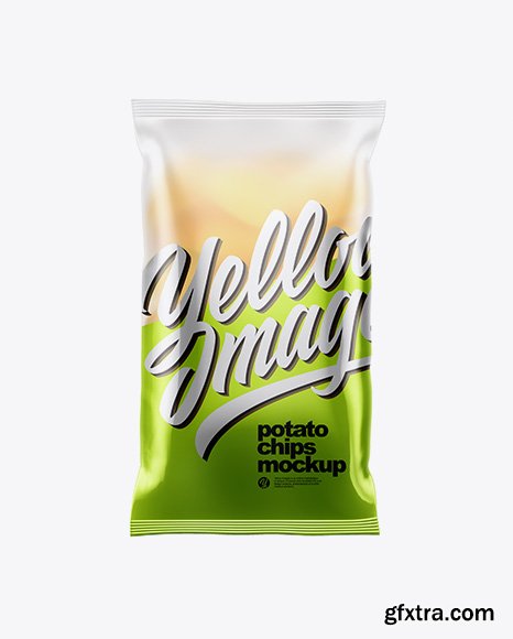 Frosted Plastic Bag With Potato Chips Mockup